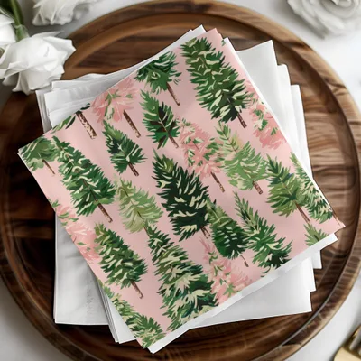 Seamless Pink Christmas Tree Pattern