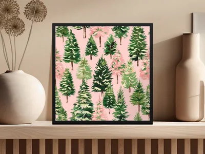 Seamless Pink Christmas Tree Pattern
