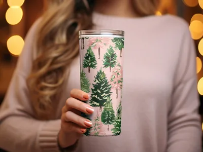 Seamless Pink Christmas Tree Pattern