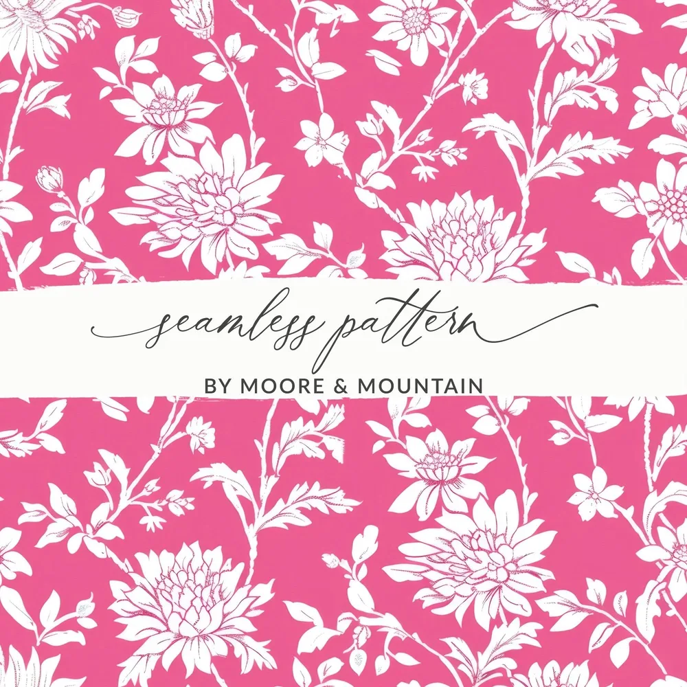 Pink Floral Digital Paper, White Flower Seamless Pattern, Delicate Floral Design, Scrapbook Paper, Printable Fabric Pattern, Digital