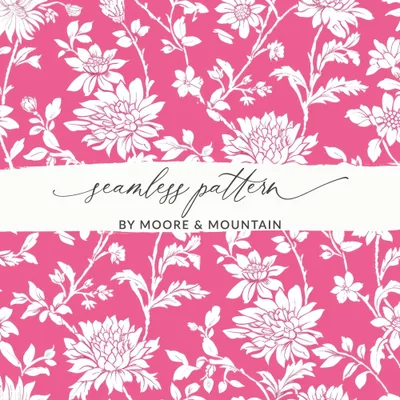 Pink Floral Digital Paper, White Flower Seamless Pattern, Delicate Floral Design, Scrapbook Paper, Printable Fabric Pattern, Digital