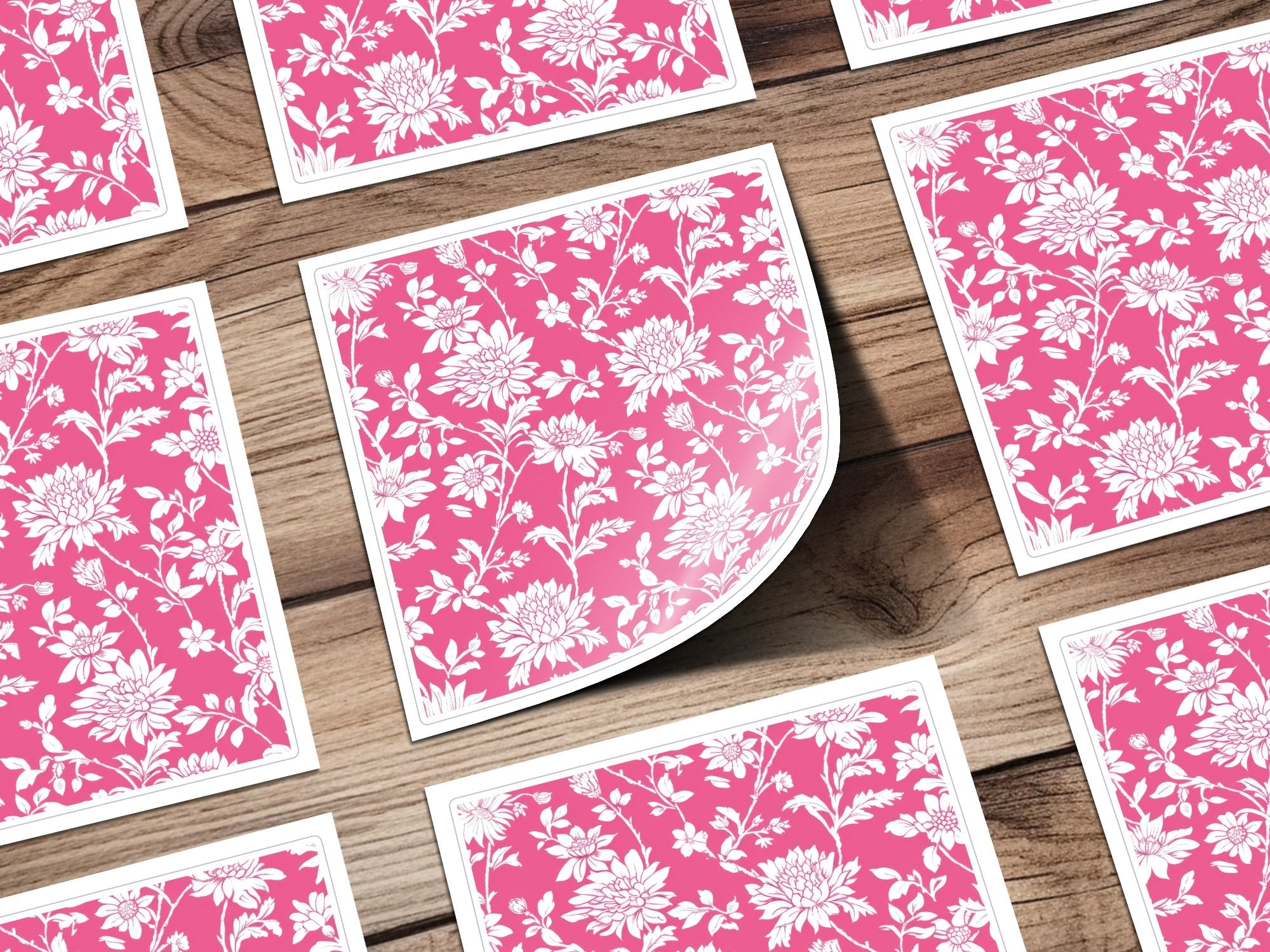 Pink Floral Digital Paper, White Flower Seamless Pattern, Delicate Floral Design, Scrapbook Paper, Printable Fabric Pattern, Digital