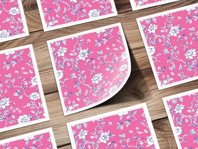 Pink Floral Digital Paper, White Flowers Pattern, Spring Background, Chintz Fabric Design, Botanical Print, Scrapbooking Paper, Digital