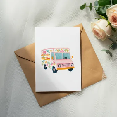 Pink Floral Food Truck SVG, Kawaii Truck PNG, Preppy Y2K Aesthetic Art, Printable Sticker File, Cricut Cut File, Sublimation Design Download