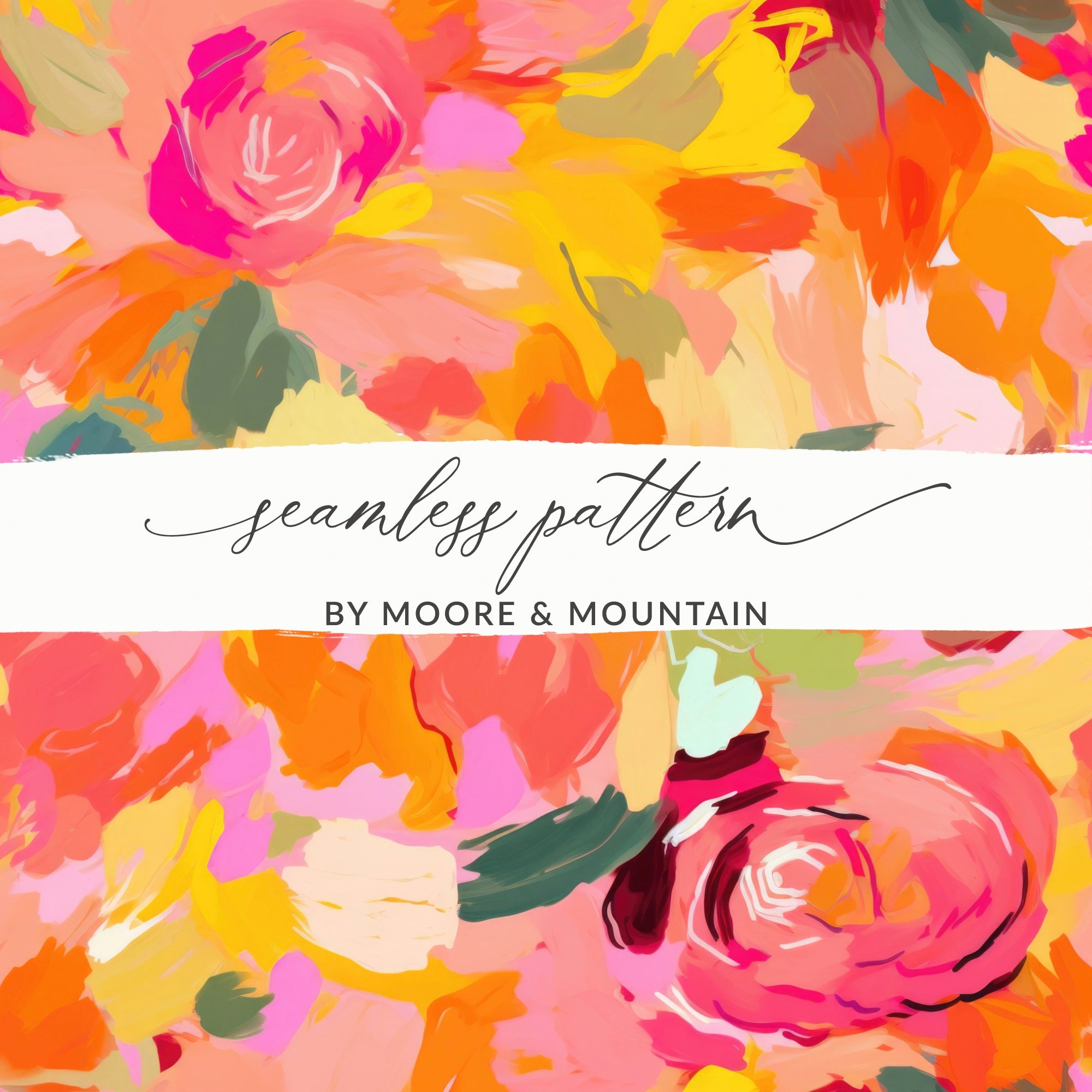 Pink Floral Oil Painted Brush Strokes, Acrylic Seamless Abstract Digital Paper, Seamless Pattern Printable, Flower Illustration Art