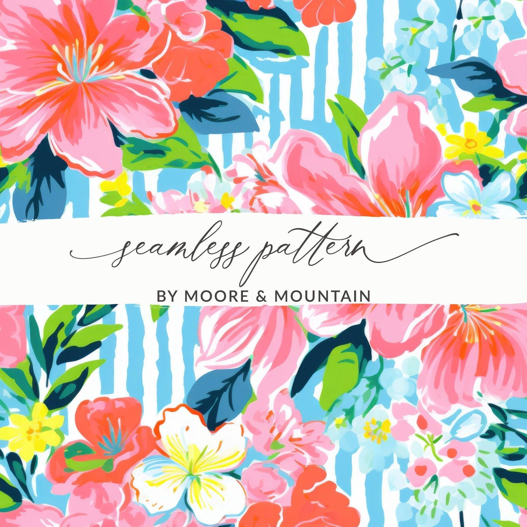 Seamless Pink and Teal Preppy Pattern Floral