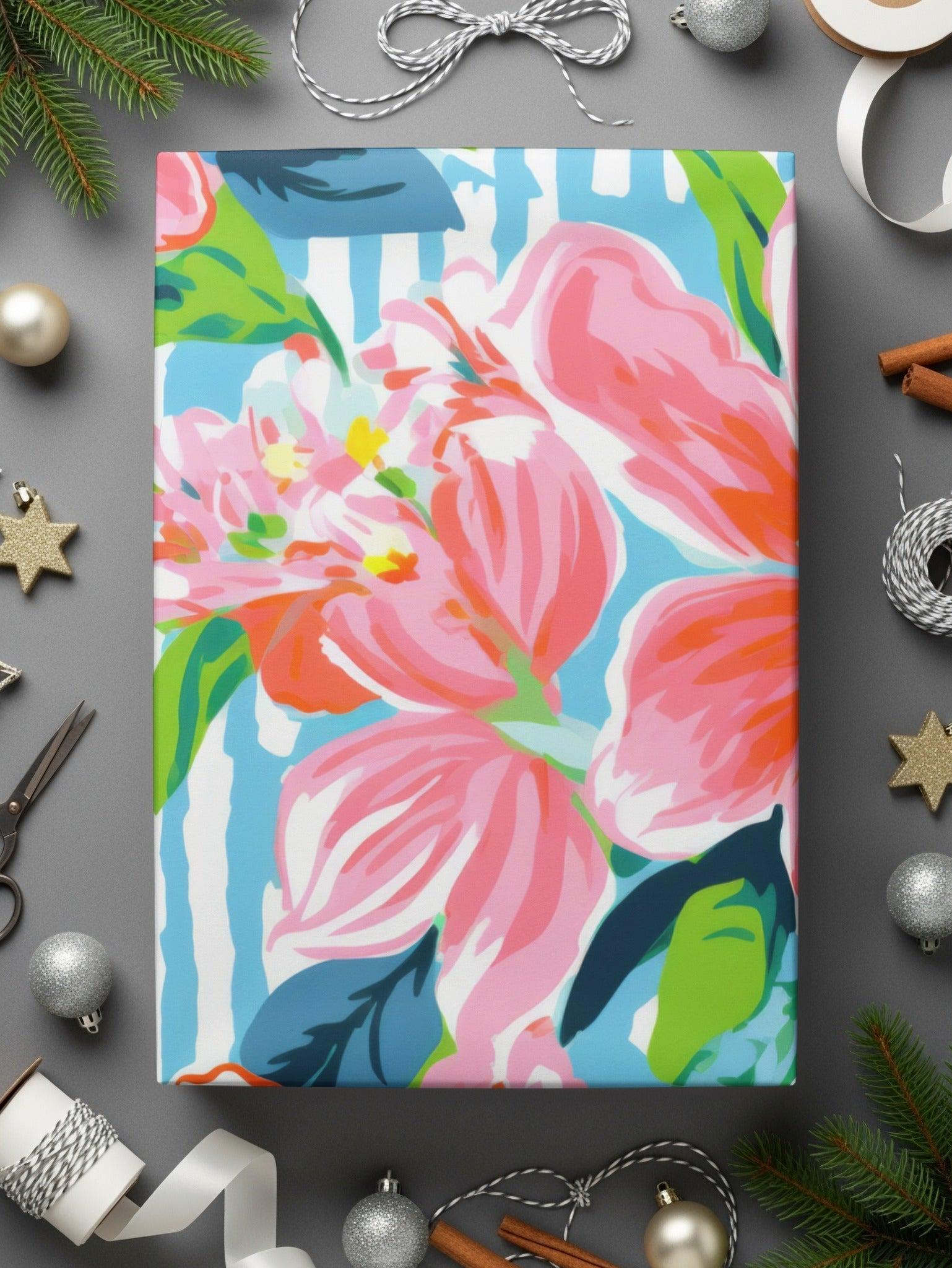 Seamless Pink and Teal Preppy Pattern Floral