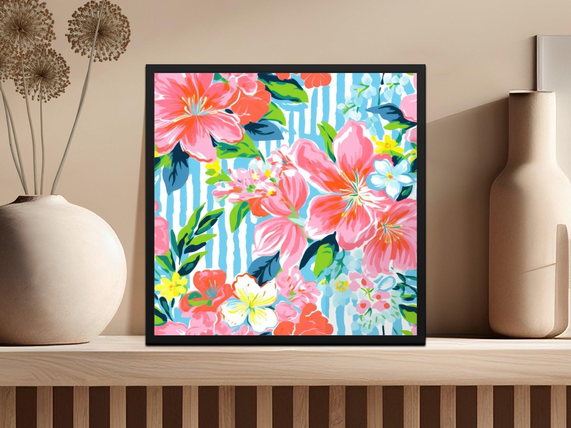 Seamless Pink and Teal Preppy Pattern Floral