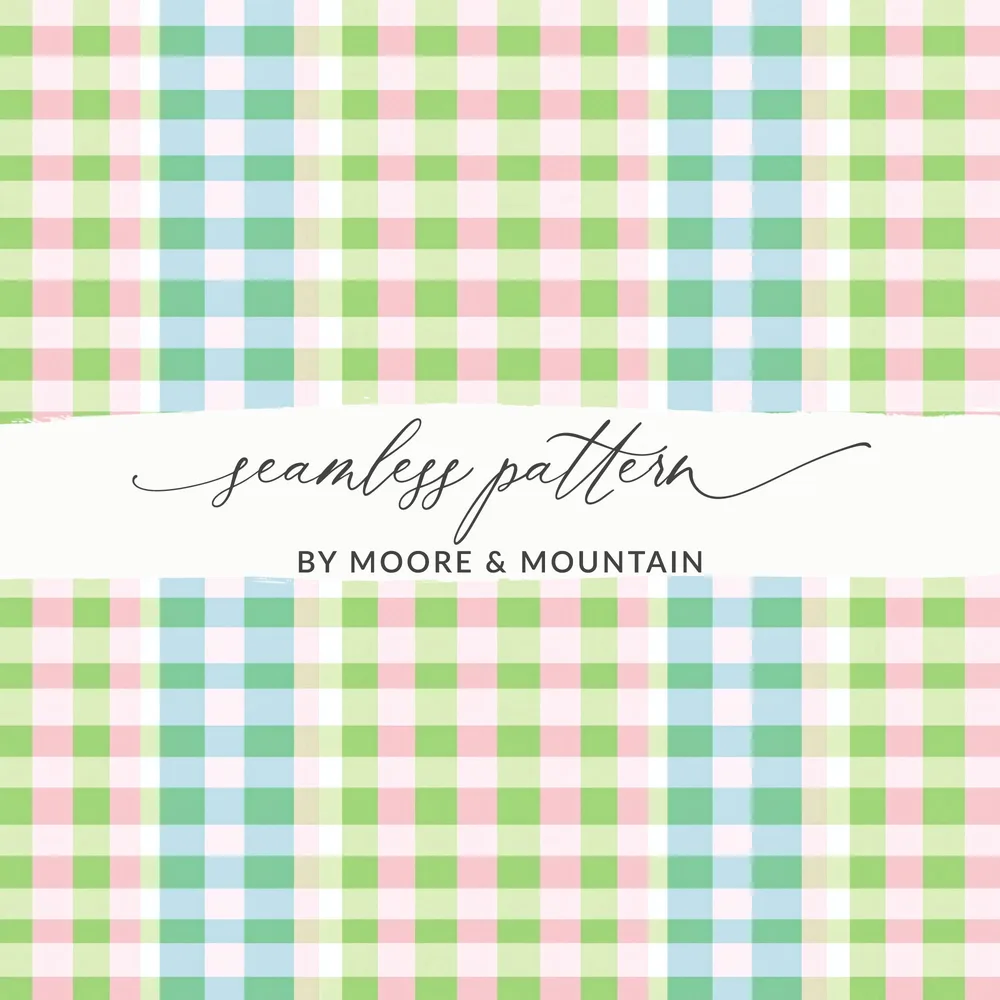 Pink Green Blue White Spring Plaid Digital