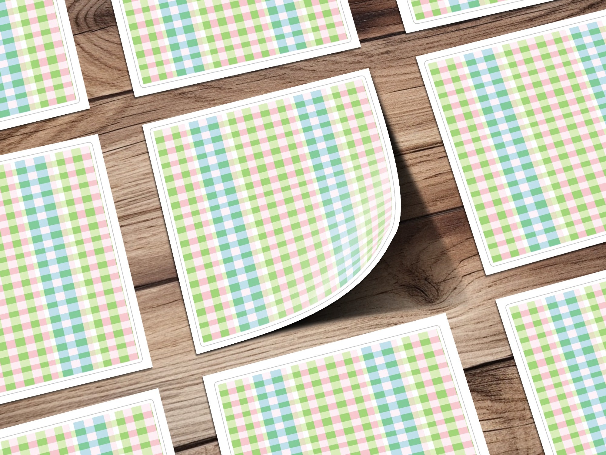 Pink Green Blue White Spring Plaid Digital