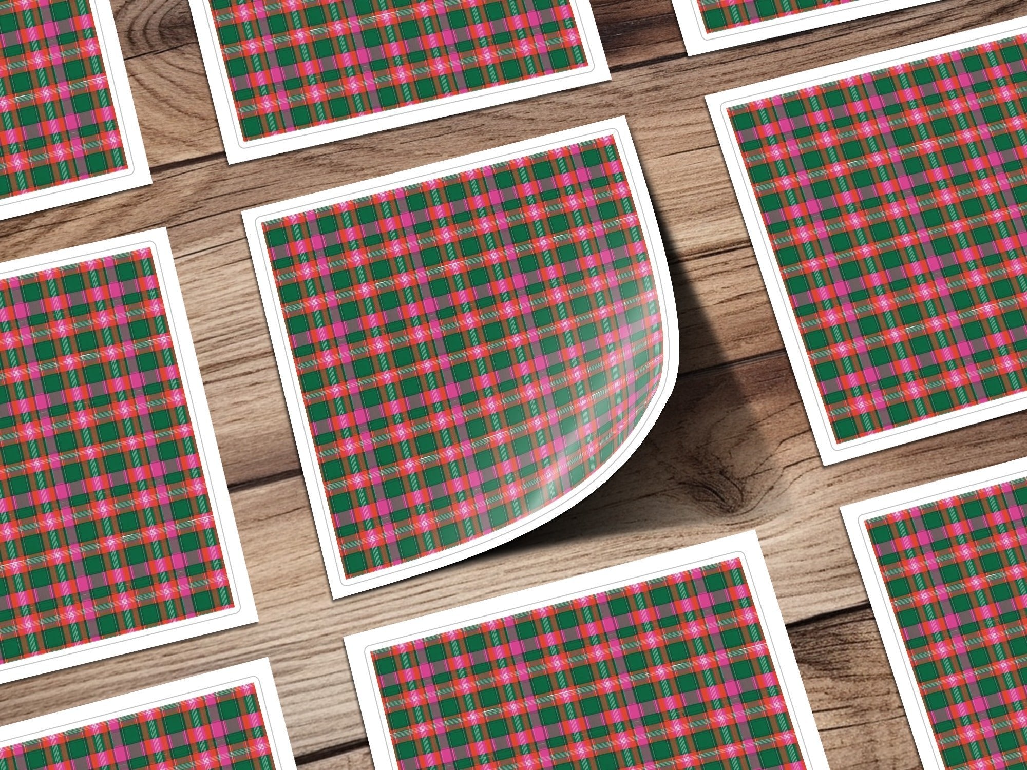 Pink Green Red and Grey Tartan Plaid Pattern Digital