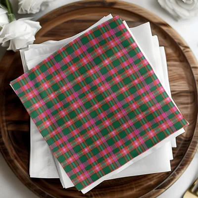 Pink Green Red and Grey Tartan Plaid Pattern Digital