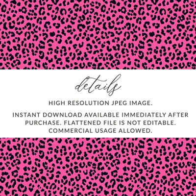 Pink Leopard Print, Seamless Digital Pattern, Animal Print Texture, JPEG Pattern, 12x12 inches, 2 Scales Digital Product