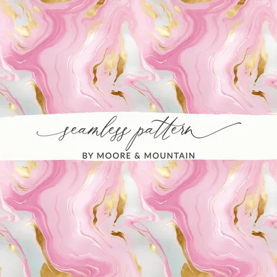 Pink Marble Gold T-Shirt, Digital Art, Seamless Pattern, Trendy Design, Abstract Art, Marble Print, Aesthetic Design, Home Decor
