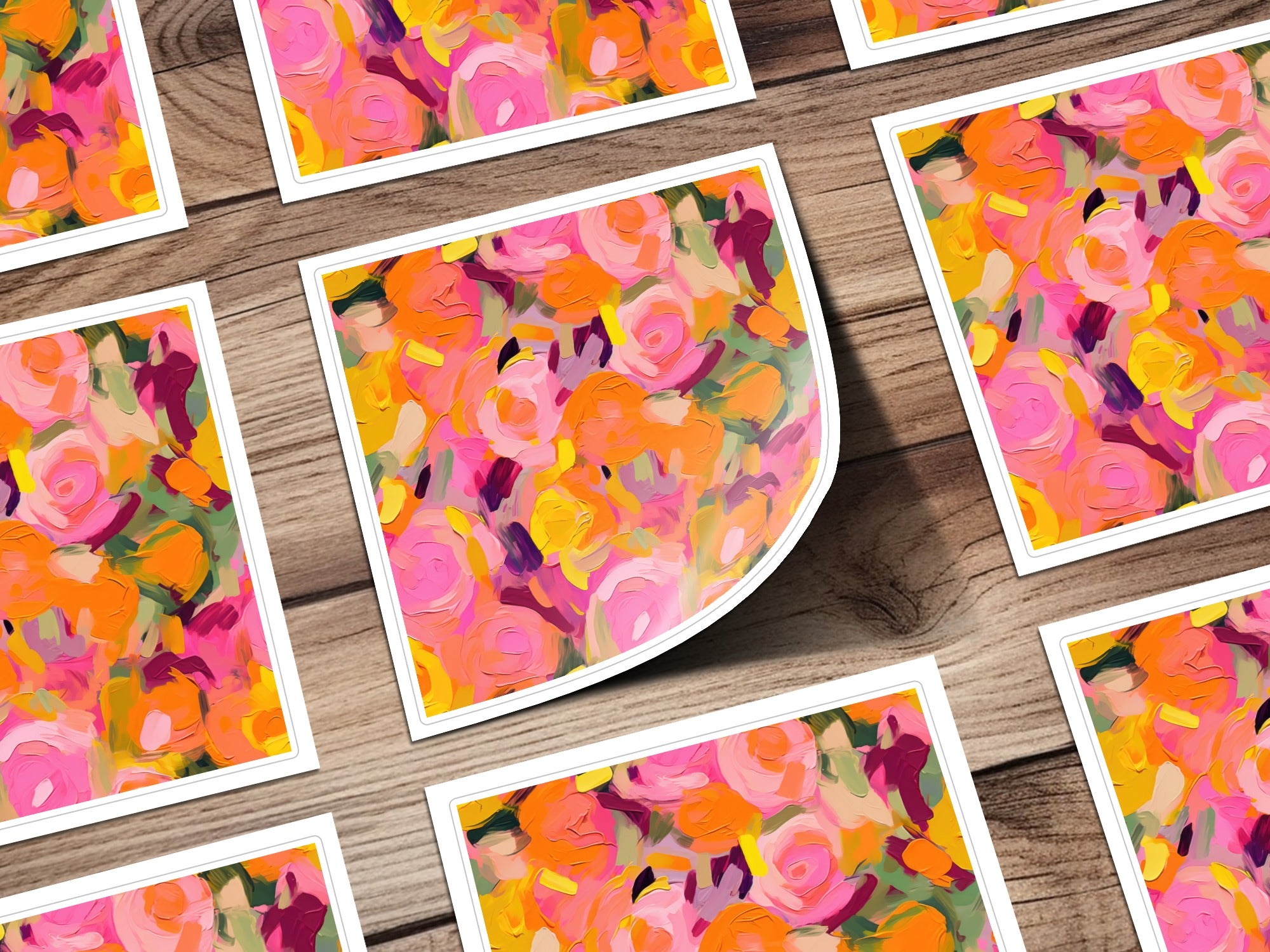 Pink Orange Floral Seamless Modern Painted Digital Paper, Bright Flowers Digital Print, Abstract Art, Floral Pattern, Fabric Design