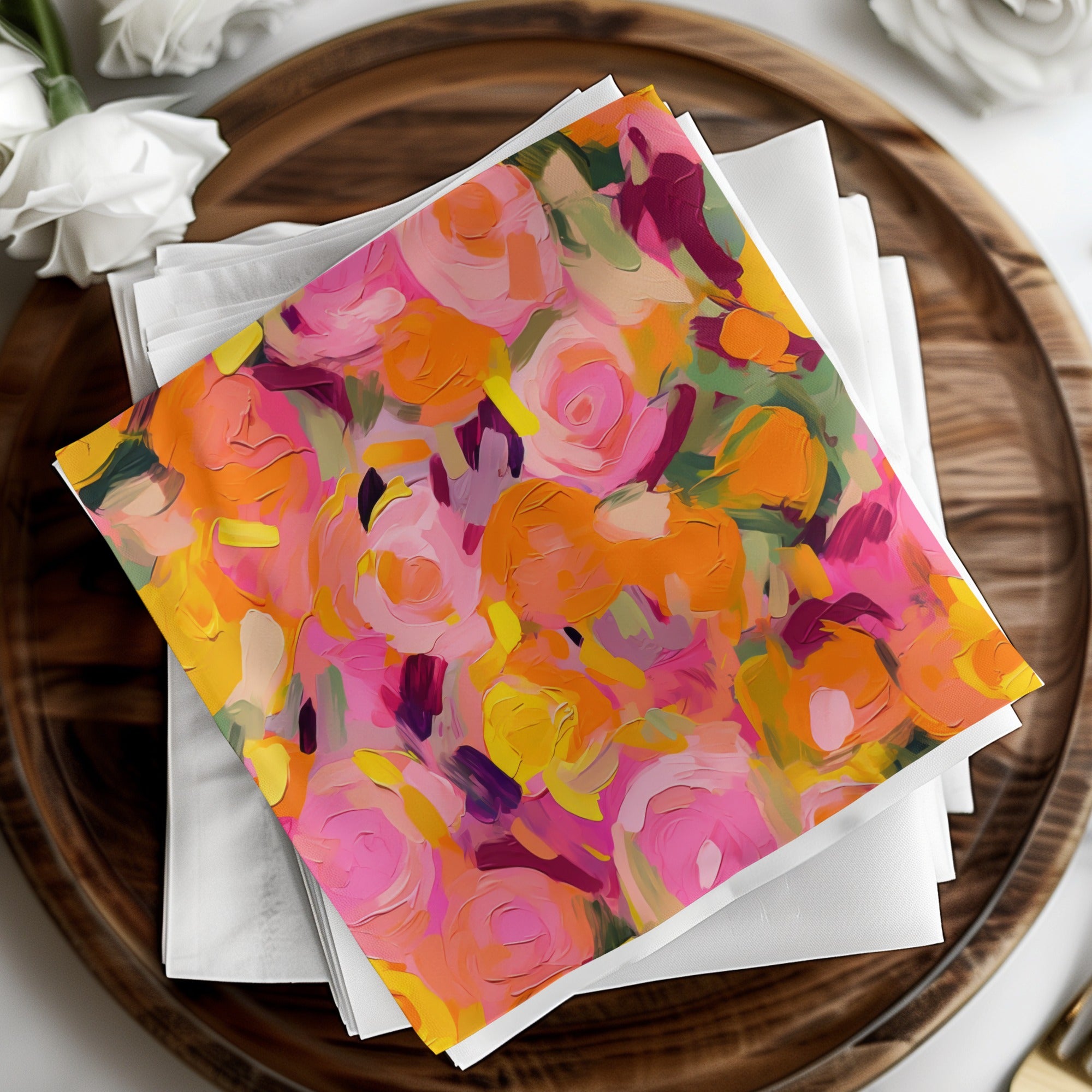Pink Orange Floral Seamless Modern Painted Digital Paper, Bright Flowers Digital Print, Abstract Art, Floral Pattern, Fabric Design