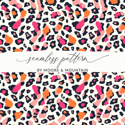 Pink Orange Modern Cheetah Print Seamless Animal Print Digital