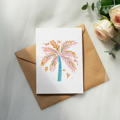 Pink Palm Tree Digital Art, Preppy Pastel SVG, Girly Summer PNG, Tropical Beach Clipart, Printable Sticker File, Cricut Download