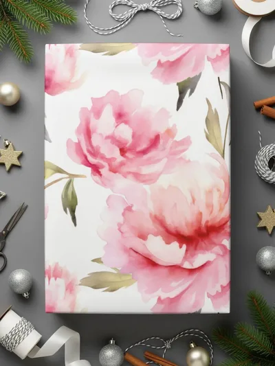 Pink Peony Digital Paper, Watercolor Floral Pattern, Seamless Flower Digital Design, Scrapbooking Paper, Fabric Design, Commercial Use