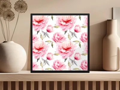 Pink Peony Digital Paper, Watercolor Floral Pattern, Seamless Flower Digital Design, Scrapbooking Paper, Fabric Design, Commercial Use