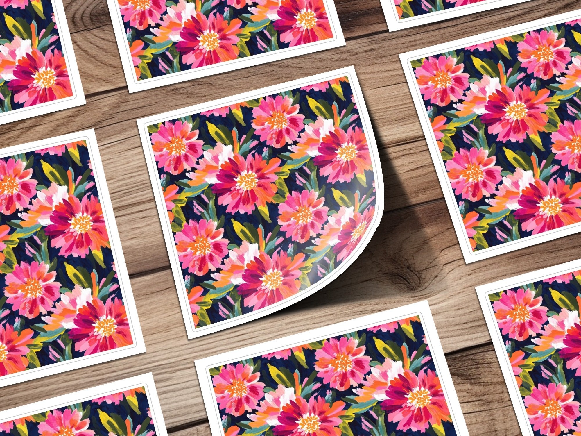 Pink Peony Seamless Pattern Watercolor Peonies Pattern Pink and Navy Blue
