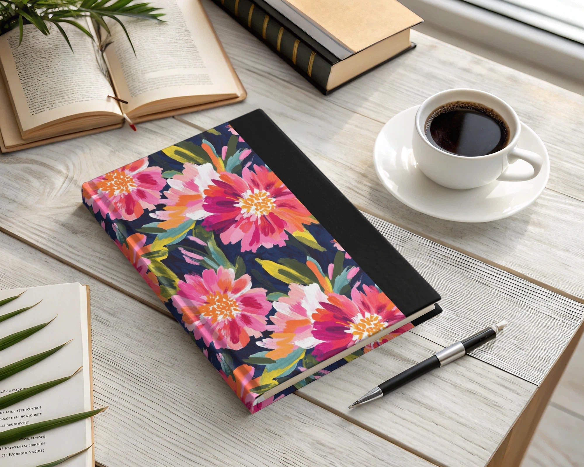Pink Peony Seamless Pattern Watercolor Peonies Pattern Pink and Navy Blue