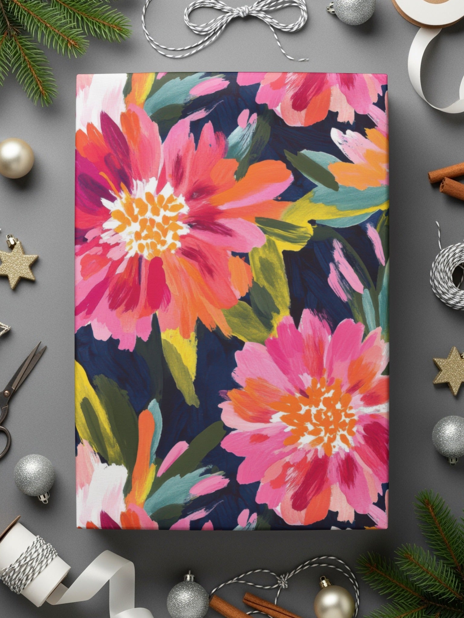 Pink Peony Seamless Pattern Watercolor Peonies Pattern Pink and Navy Blue