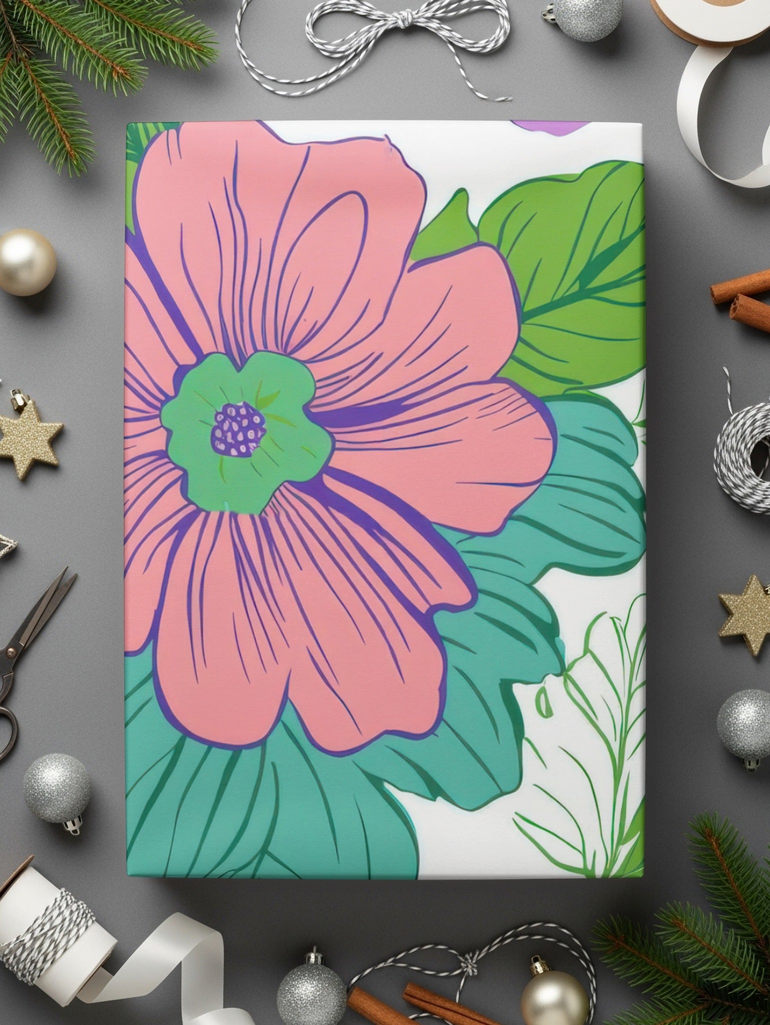Pink Preppy Groovy Floral Background, 60s Floral Pattern, Digital Download, Seamless Retro Flowers, Floral Digital Paper