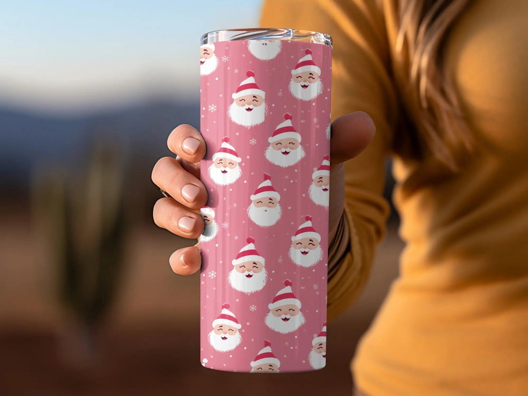 Pink Santa Claus Digital Seamless Pattern, Cute Christmas Digital Paper, Festive Holiday Fabric Design, JPEG Files Download
