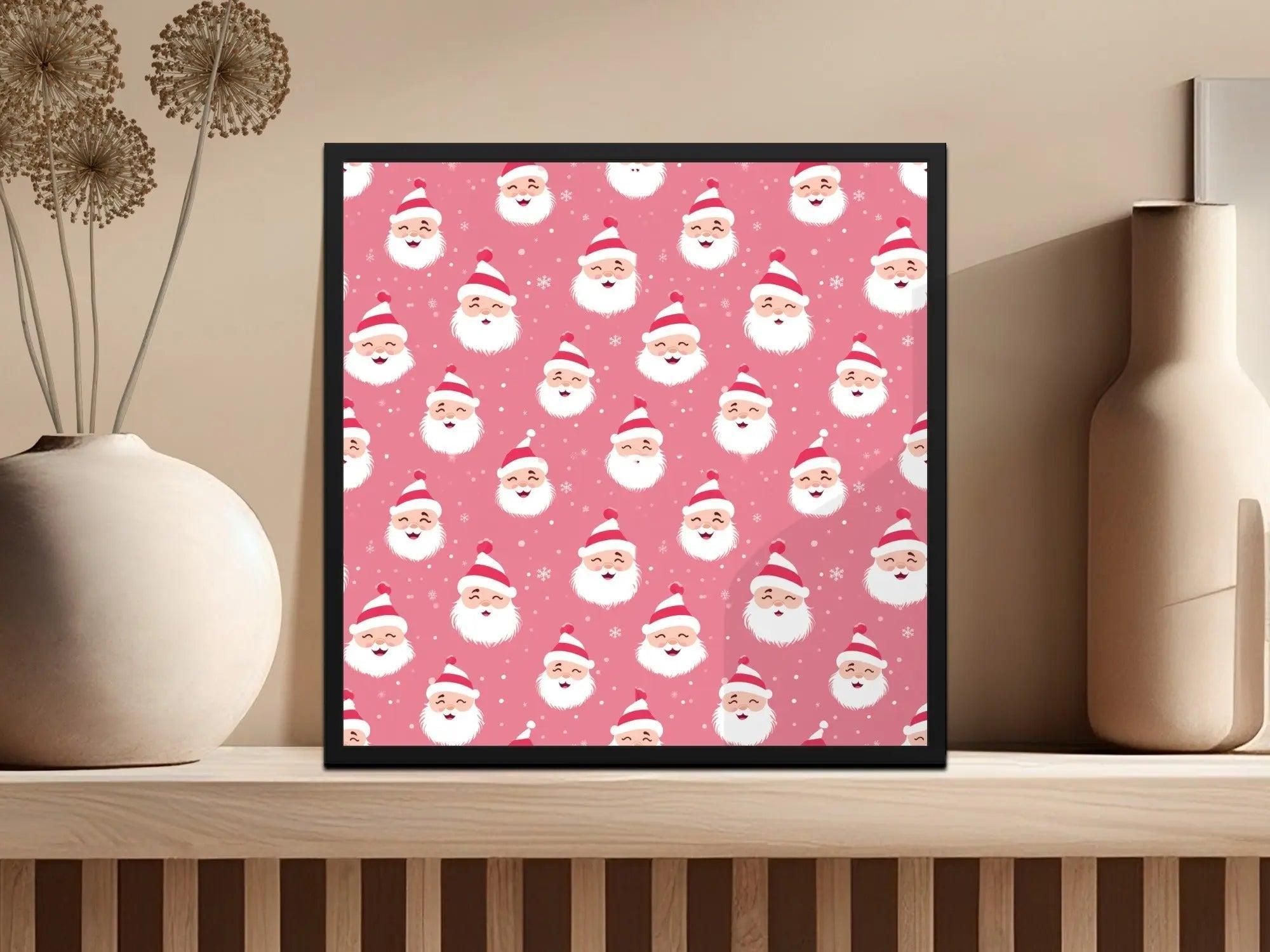 Pink Santa Claus Digital Seamless Pattern, Cute Christmas Digital Paper, Festive Holiday Fabric Design, JPEG Files Download