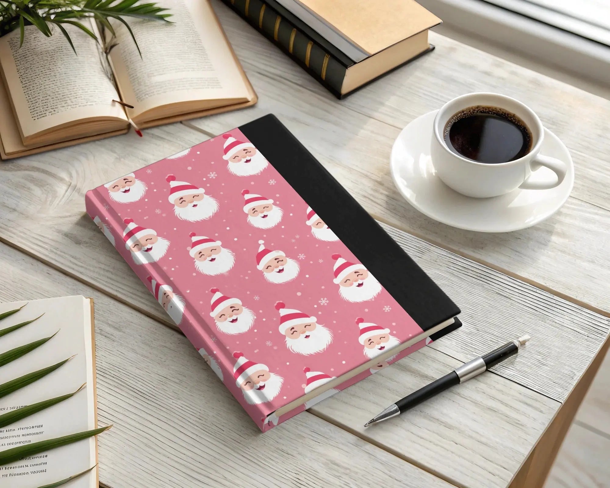 Pink Santa Claus Digital Seamless Pattern, Cute Christmas Digital Paper, Festive Holiday Fabric Design, JPEG Files Download