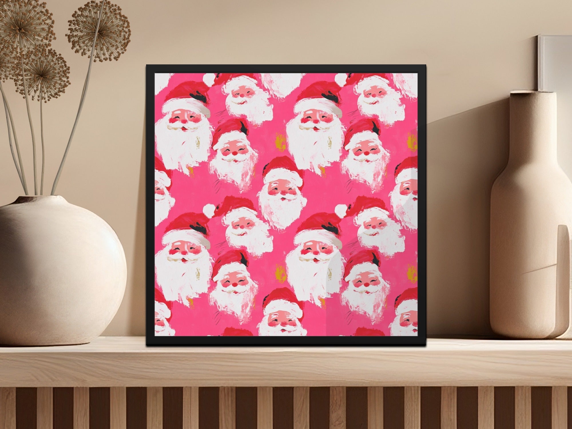 Preppy Pink Christmas Santa Seamless Pattern