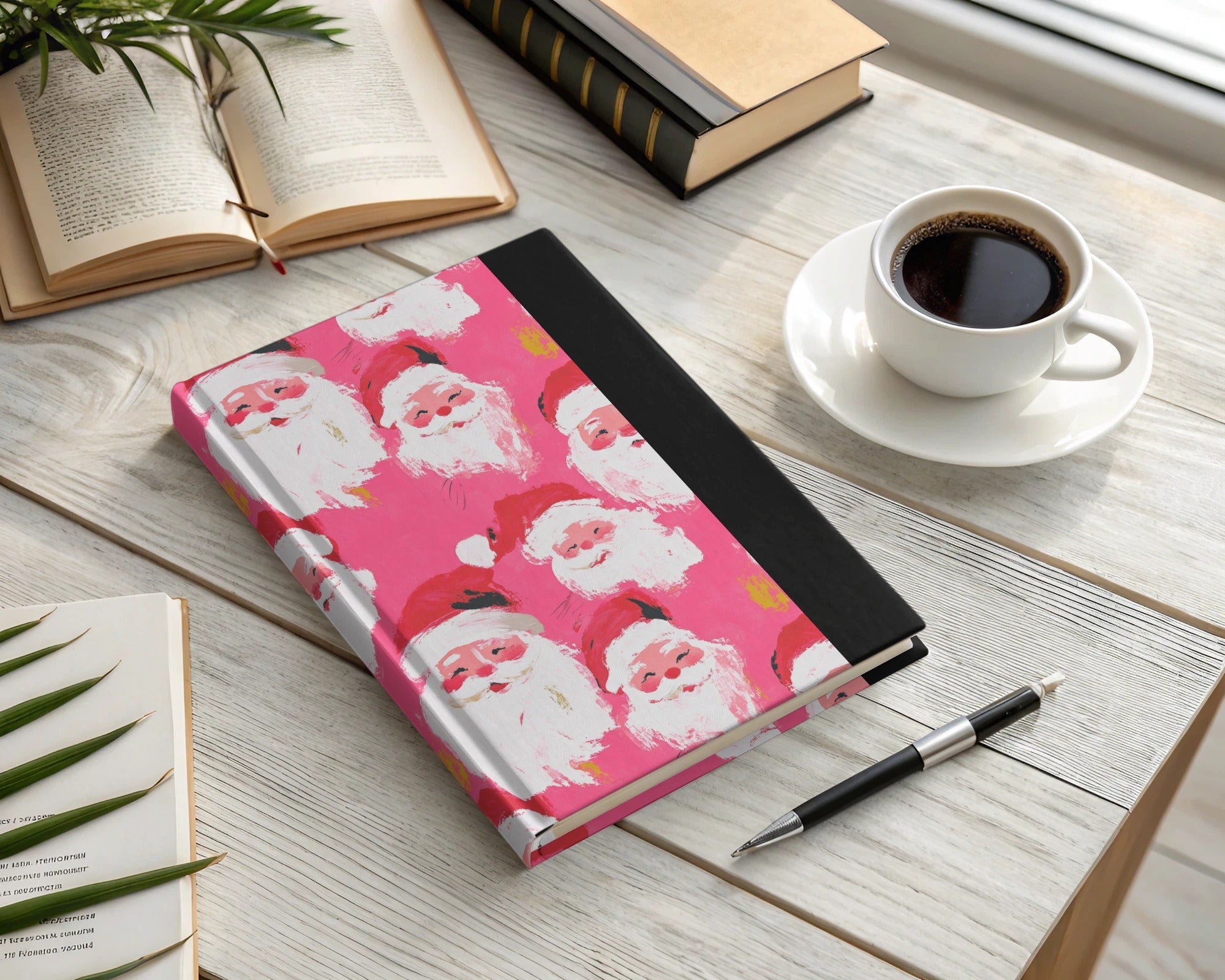 Preppy Pink Christmas Santa Seamless Pattern