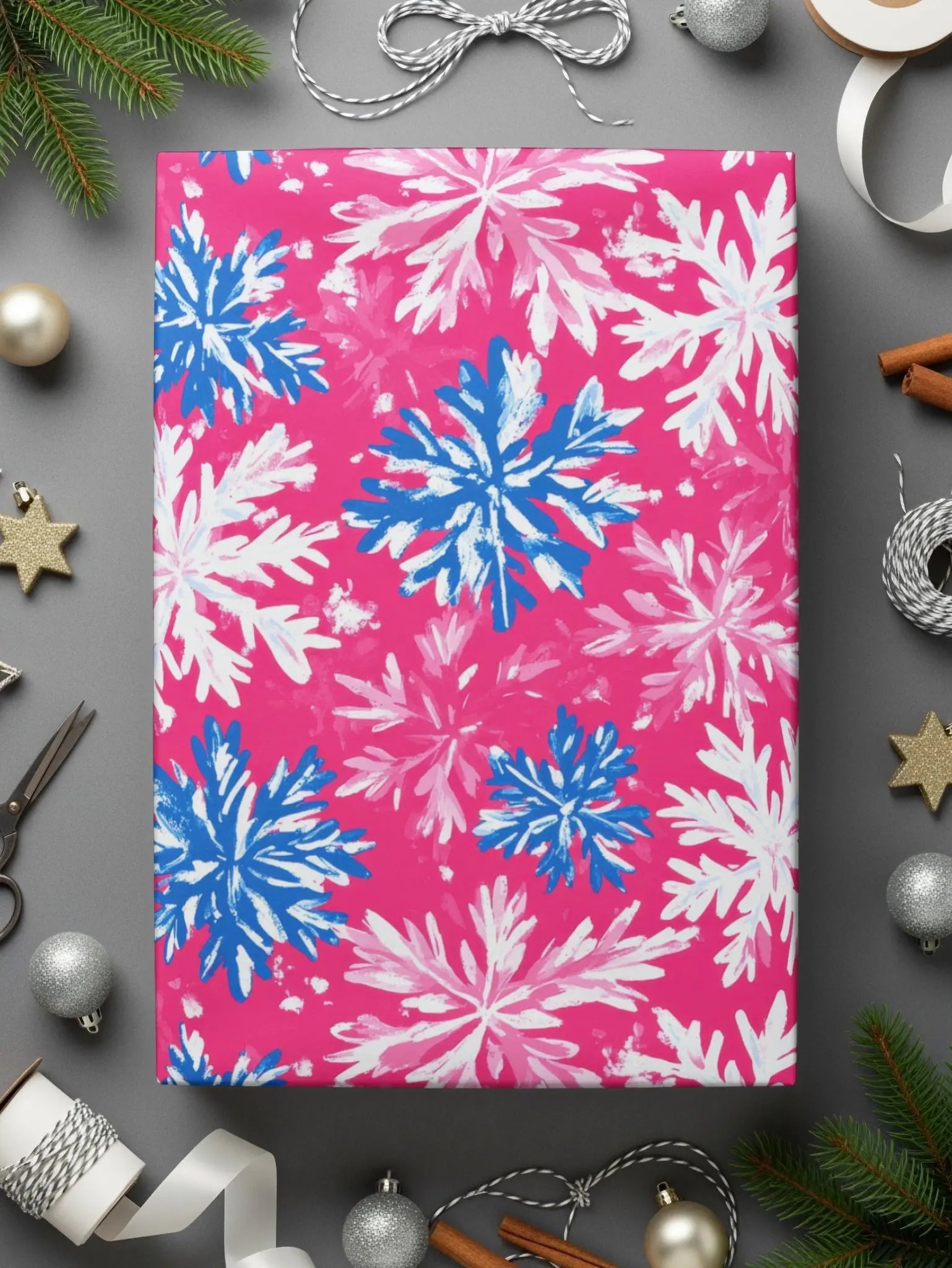 Pink Snowflake Digital Paper, Winter Pattern, Christmas Print, Seamless Pattern, Festive Digital Background, Digital Scrapbook Paper