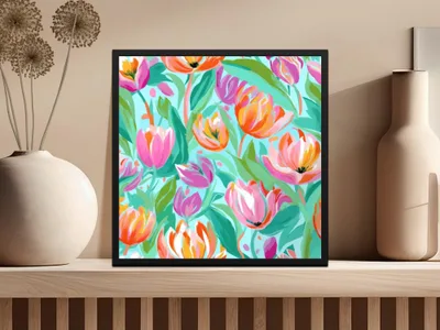 Preppy Pink Tulip Seamless Pattern For Commercial Use