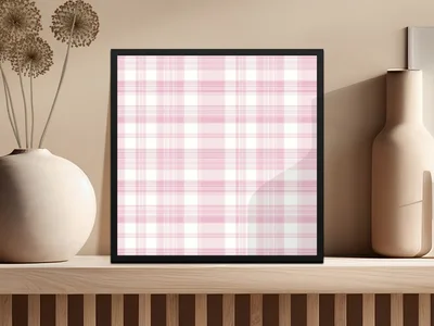 Pink White Pastel Checkered Plaid Pattern Digital