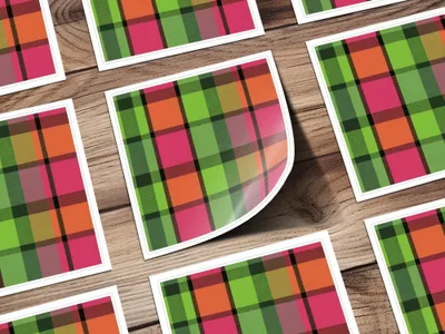 Plaid Digital Paper, Seamless Tartan Pattern, Scrapbook Paper, Fabric Design, Commercial Use, Green Pink Orange, Digital Downloads