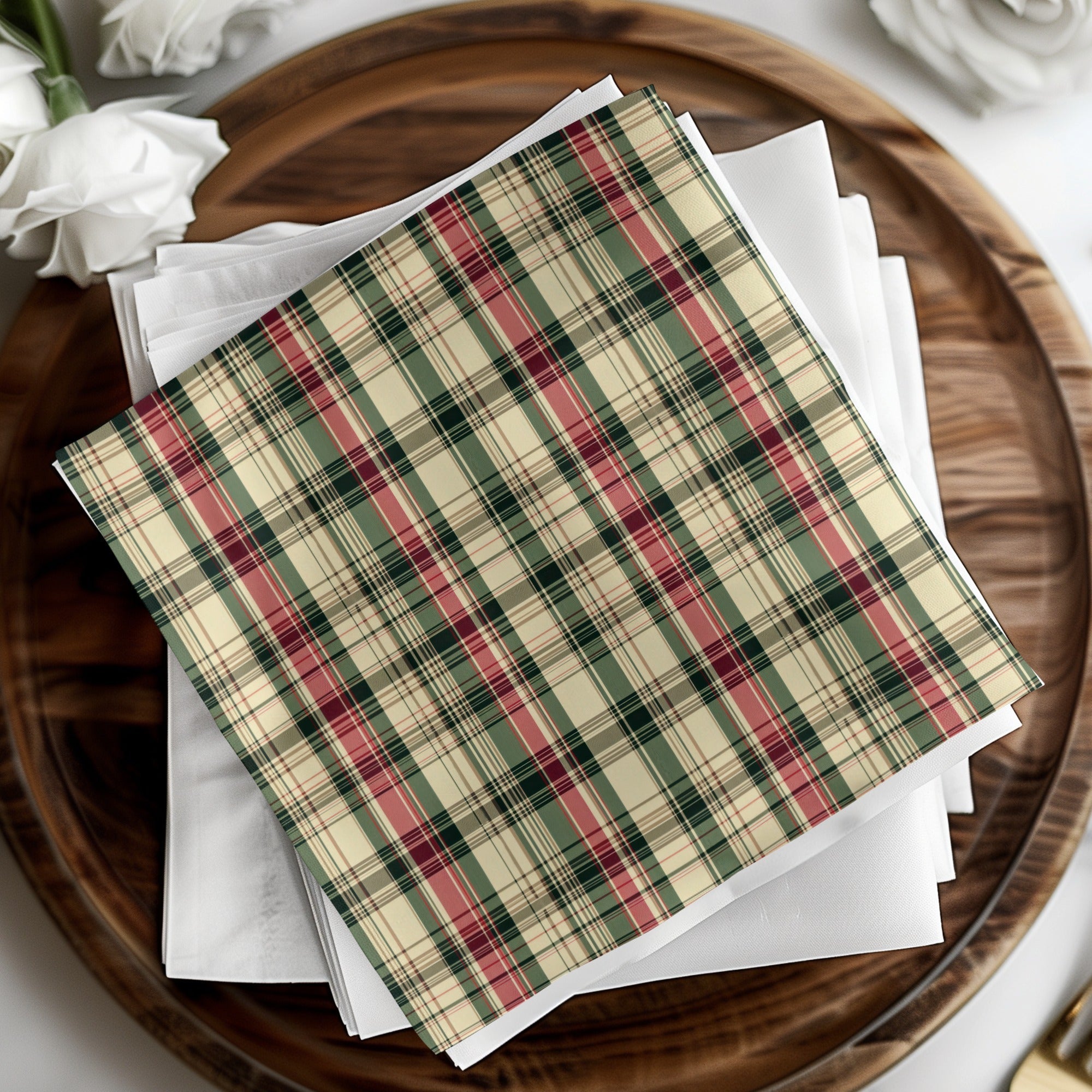 Plaid Patterns Classic Red Green and Beige Colour Digital