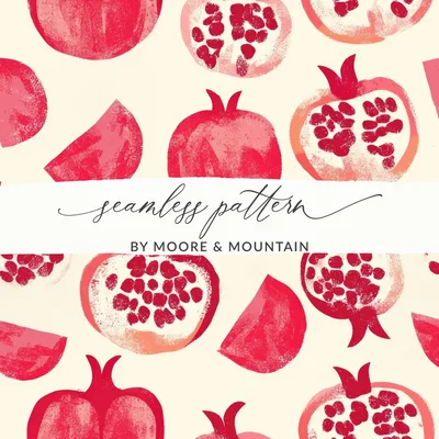 Pomegranate Seamless Pattern Digital Paper, Fruit Print, Kitchen Decor, Summer Vibes, Fabric Design, Scrapbooking, Digital Download