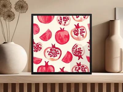 Pomegranate Seamless Pattern Digital Paper, Fruit Print, Kitchen Decor, Summer Vibes, Fabric Design, Scrapbooking, Digital Download