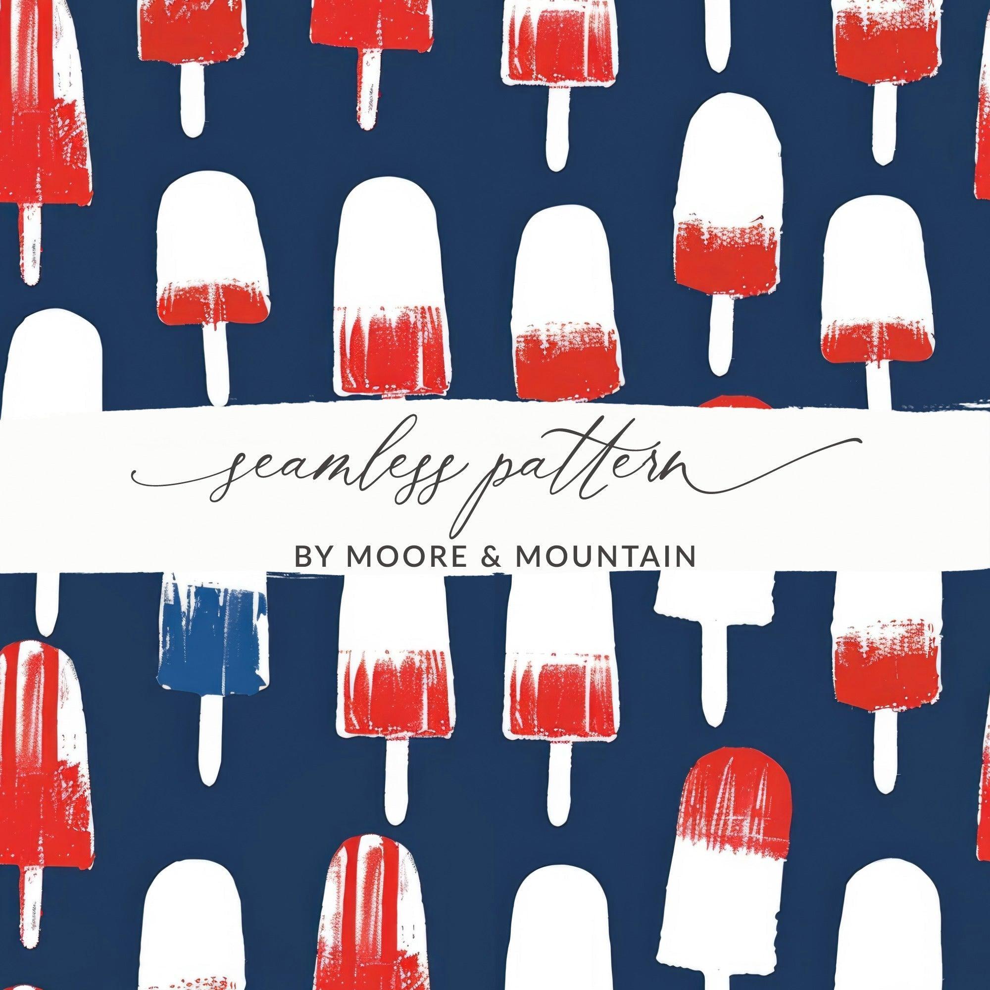 Popsicle Seamless Pattern Digital Paper, Red White Blue Design, Summer Print, 4th July Background, Patriotic Digital Download