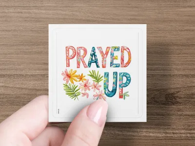 Prayed Up Watercolor Preppy Clipart, Vibrant Pastel PNG, Prayer SVG, Commercial Use Digital, Instant Download.