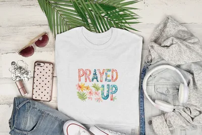 Prayed Up Watercolor Preppy Clipart, Vibrant Pastel PNG, Prayer SVG, Commercial Use Digital, Instant Download.