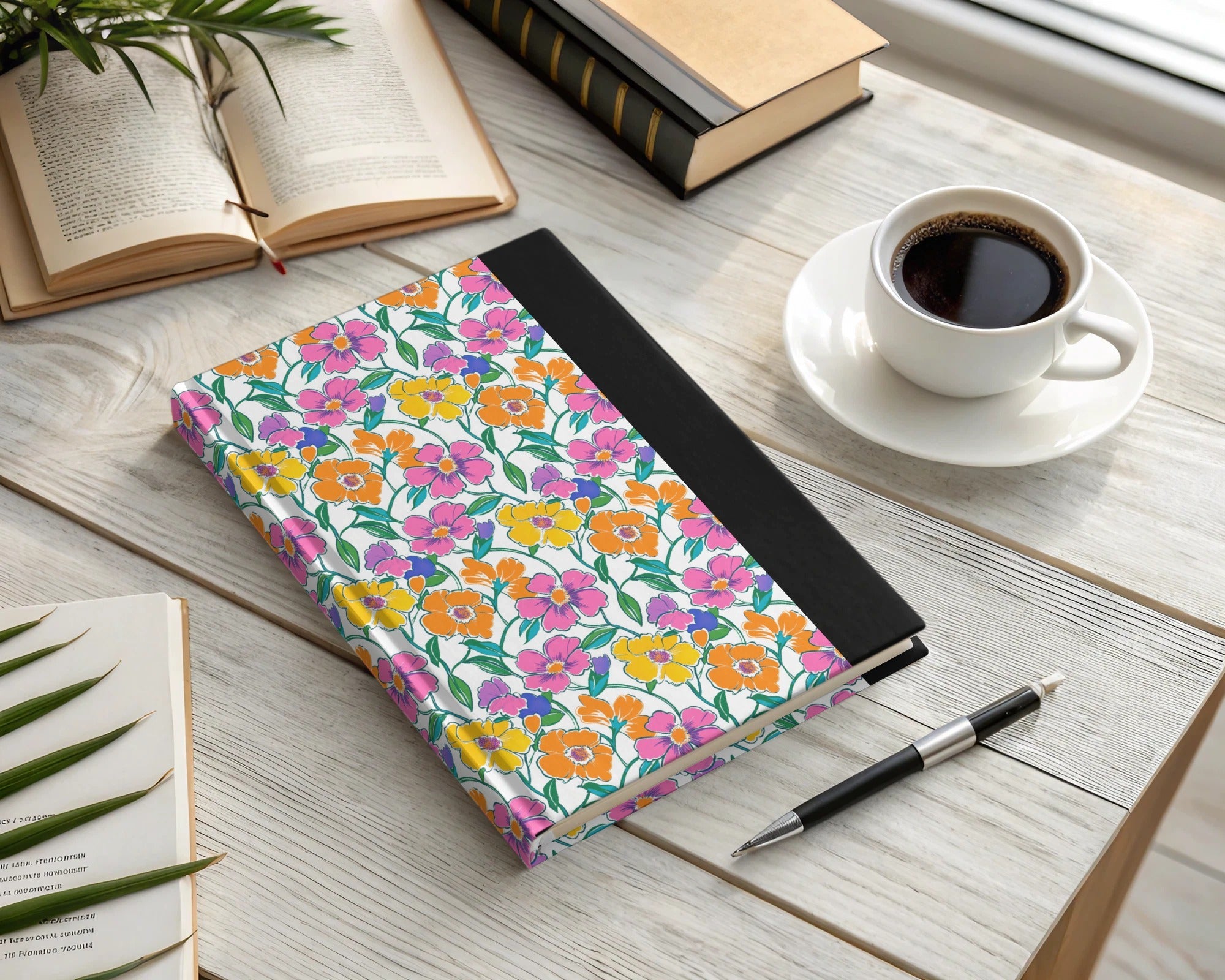 Preppy 60's Floral Pattern Digital Background, Pink Yellow Orange Flowers Seamless Pattern, Retro Floral Printable Design, Vibrant Floral