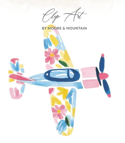 Preppy Airplane PNG, SVG, Watercolor Painterly Digital Clipart, Gouache Style Illustration, Artsy Girly Graphic, Trendy Pastel Artwork SVG