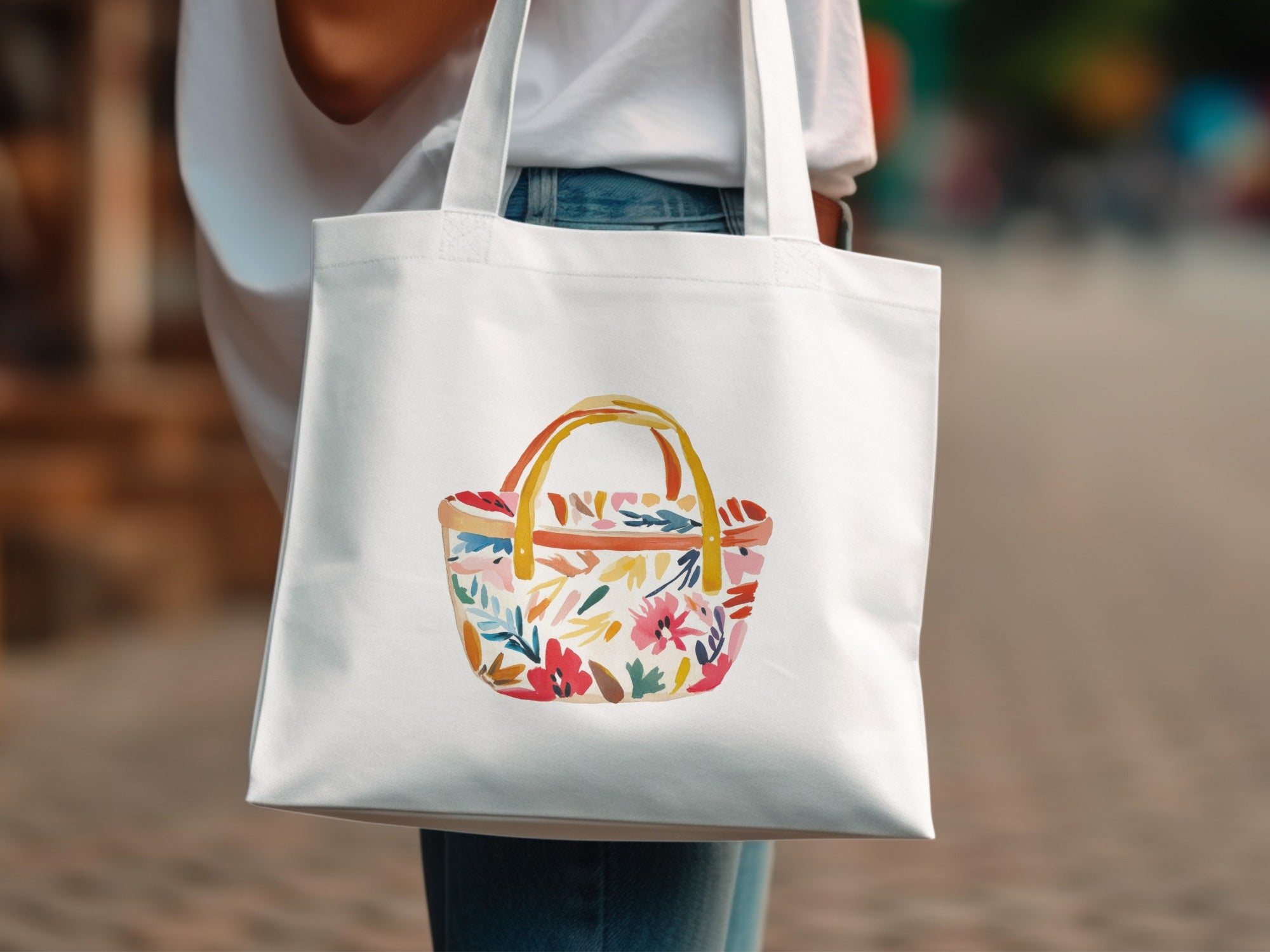 Preppy Beach Bag PNG SVG, Tropical Prep Illustration, Watercolor Preppy Graphic, Bold Summer Palette, Artsy Girly SVG Design, Cute Cartoon SVG