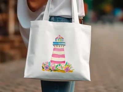 Preppy Beach Clipart, Girly Summer Graphic, Neon Nautical SVG, Cute Lighthouse Illustration, Coastal Cowgirl Vibe, Cricut Beach SVG