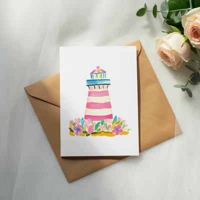 Preppy Beach Clipart, Girly Summer Graphic, Neon Nautical SVG, Cute Lighthouse Illustration, Coastal Cowgirl Vibe, Cricut Beach SVG