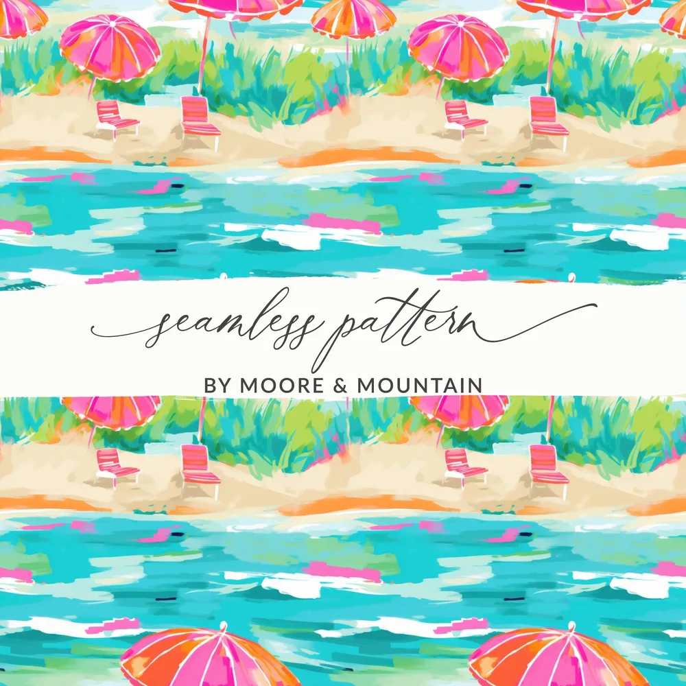 Preppy Beachy Seamless Bright Orange Beach Background Digital