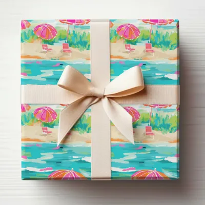 Preppy Beachy Seamless Bright Orange Beach Background Digital